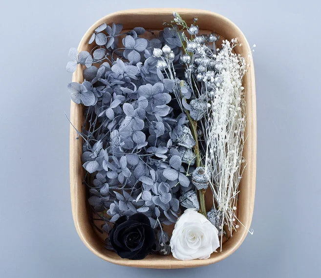 Fleurs séchées naturelles variées bleu rose vert blanc décoration diy bougie évènement