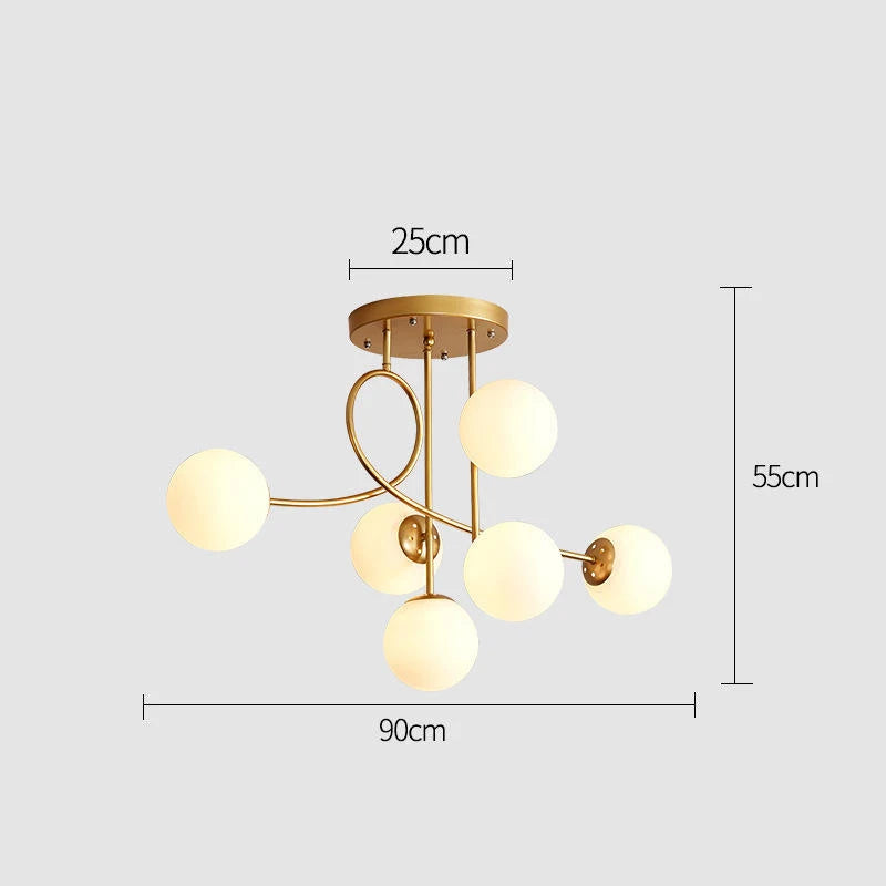 suspension lumineuse moderne boules sphériques translucides or blanc noir scandinave