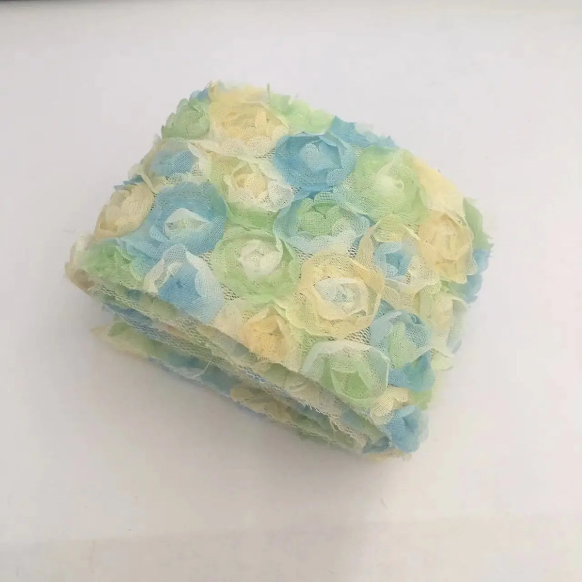 ruban polyester fleur rose bleu vert motif floral opacité décoratif fixation bricolage artisanat