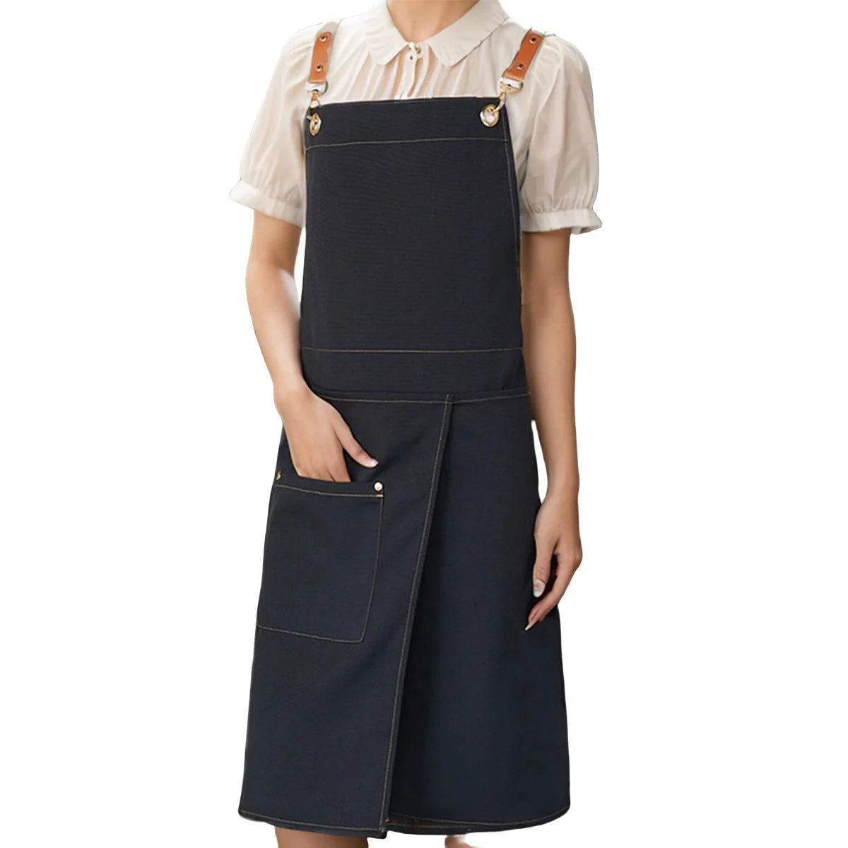 tablier toile imperméable poches uni beige noir vert élégants cuir classique nettoyage