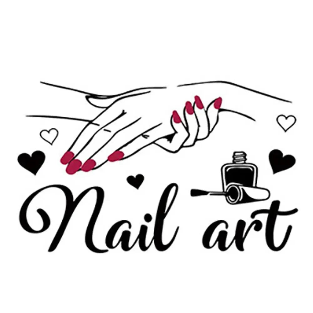 décoration murale sticker nail art mains vernis pinceau coeurs modernes adhésif salon beauté