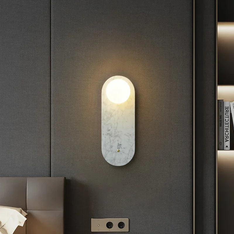 lampe murale marbre moderne vert gris blanc ampoule 14x32cm