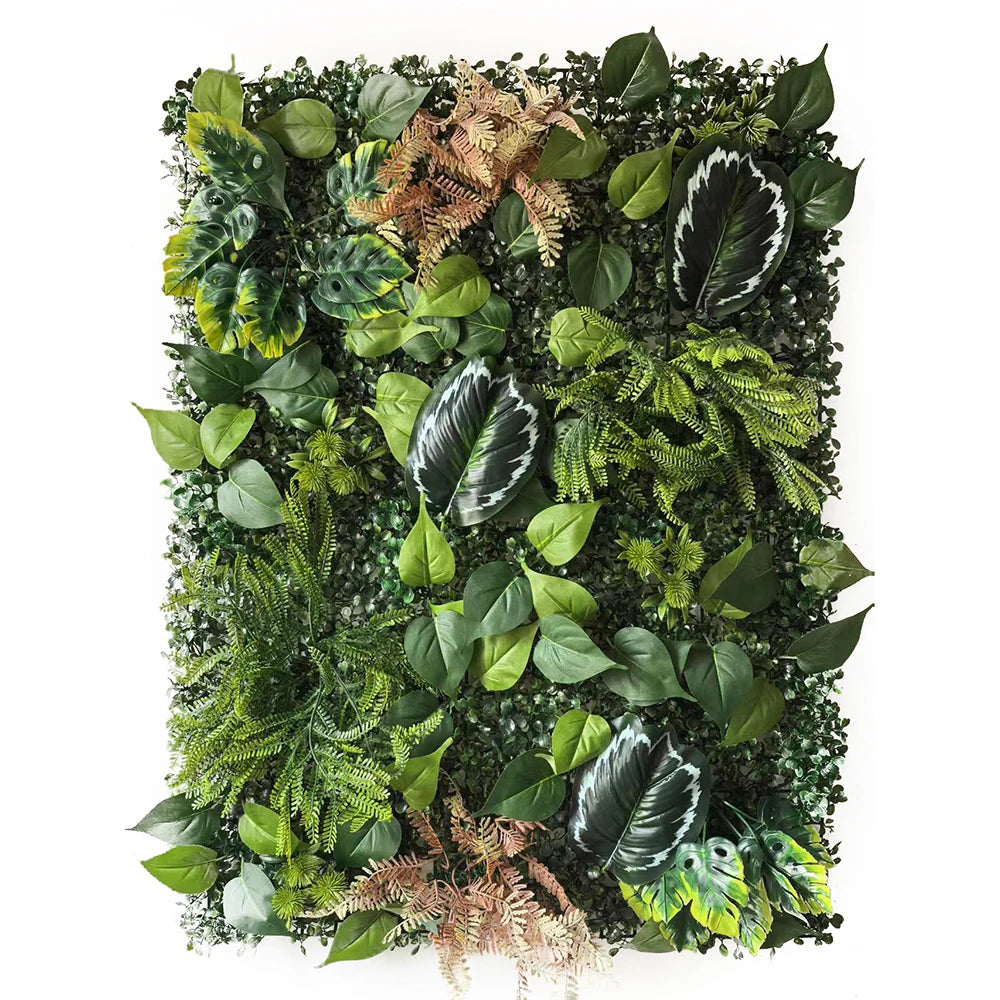 Décoration murale plante artificielle feuilles variées couleurs naturel extérieur accrochable