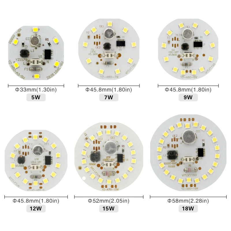 plaque led circulaire diodes blanc moderne 5w 7w 9w 12w 15w 18w 220v