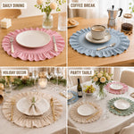 placemats élégants rose vert bleu beige volants fins table cuisine mariage fêtes