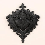 décoration murale baroque plaque ornements floraux cœur sculpté noir vis fixations maison
