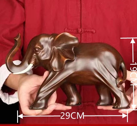 statuette éléphant résine marron foncé sculptée relief décorative maison réaliste