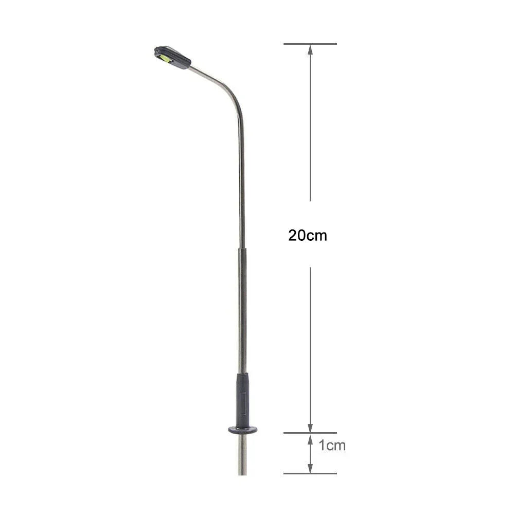 lampadaires miniatures modernes urbains 10 pièces noirs gris métallisé lisses minimalistes bases incluses