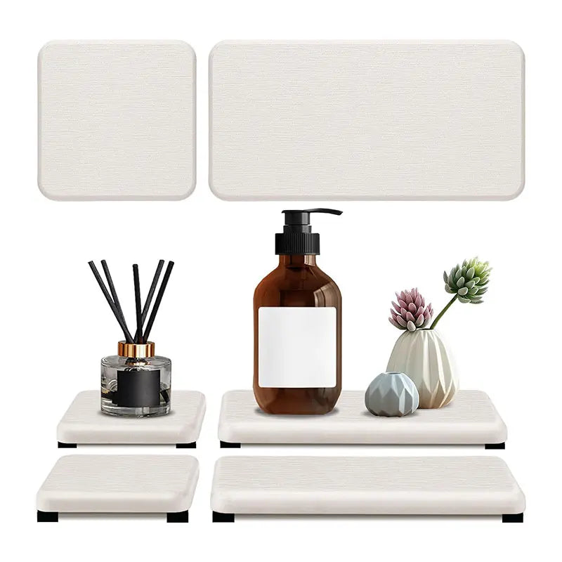 tapis absorbants salle bain cuisine blanc minimaliste anti dérapant rapide séchage supports carrés rectangles