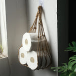 porte rouleaux papier toilette suspendu cordelettes decoratives filet tresse boheme rustique artisanal