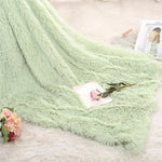 couverture peluche douce rose clair gris violet vert pastel confortable