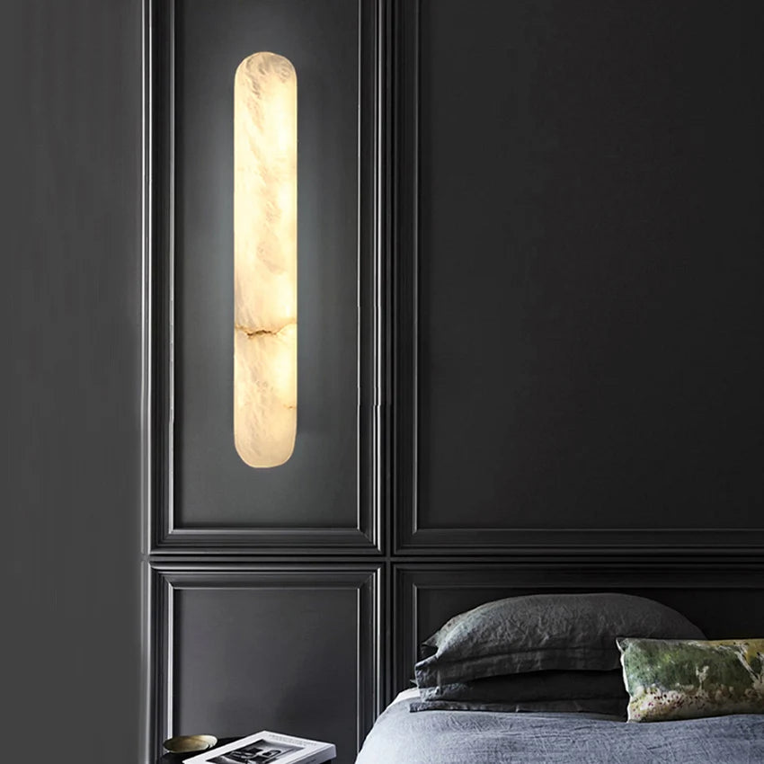 lampe murale moderne marbre blanc beige ovale 20cm led 90260v