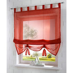 rideau transparent romain brodé couleurs multiples tissu léger plis horizontaux rubans verticaux décoratif