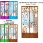 rideau porte violet bleu moderne fleurs feuilles oiseaux translucide clous dorés 90x210cm