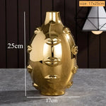 Vase céramique moderne vase table blanc visage sculpté lèvres sculptées art déco