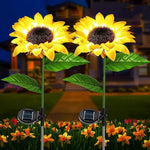 fleurs artificielles solaires jaune moderne décoratives tournesols roses lumineuses fixées piquets