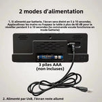 horloge numérique moderne écran LED noir blanc vert números lumineux anti perturbation snooze mode