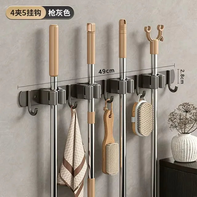 porte balais moderne acier inoxydable rangement salle bain brosse torchon accessoires nettoyage multifonctionnels