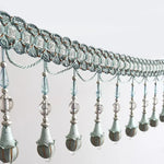 accessoires rideau dentelle goutte bleu clair doré gris élégant textile maison