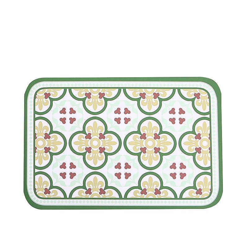 tapis table classique motifs floraux géométriques silicone respectueux environnement vert beige marron orange