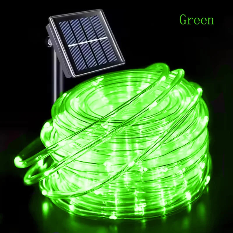 guirlande lumineuse solaire vert moderne 100 led 12m clignotante extérieure