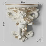 décoration murale résine cherubin baroque fleurs artificielles vintage étagères murales blanc bleu turquoise
