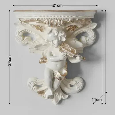 décoration murale résine cherubin baroque fleurs artificielles vintage étagères murales blanc bleu turquoise