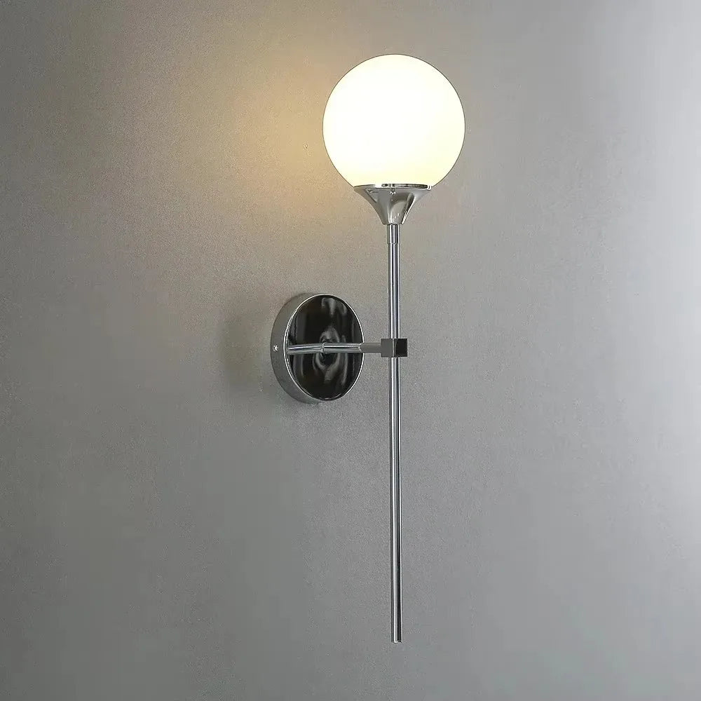 applique murale moderne sphère verre argentée dorée chambre salon