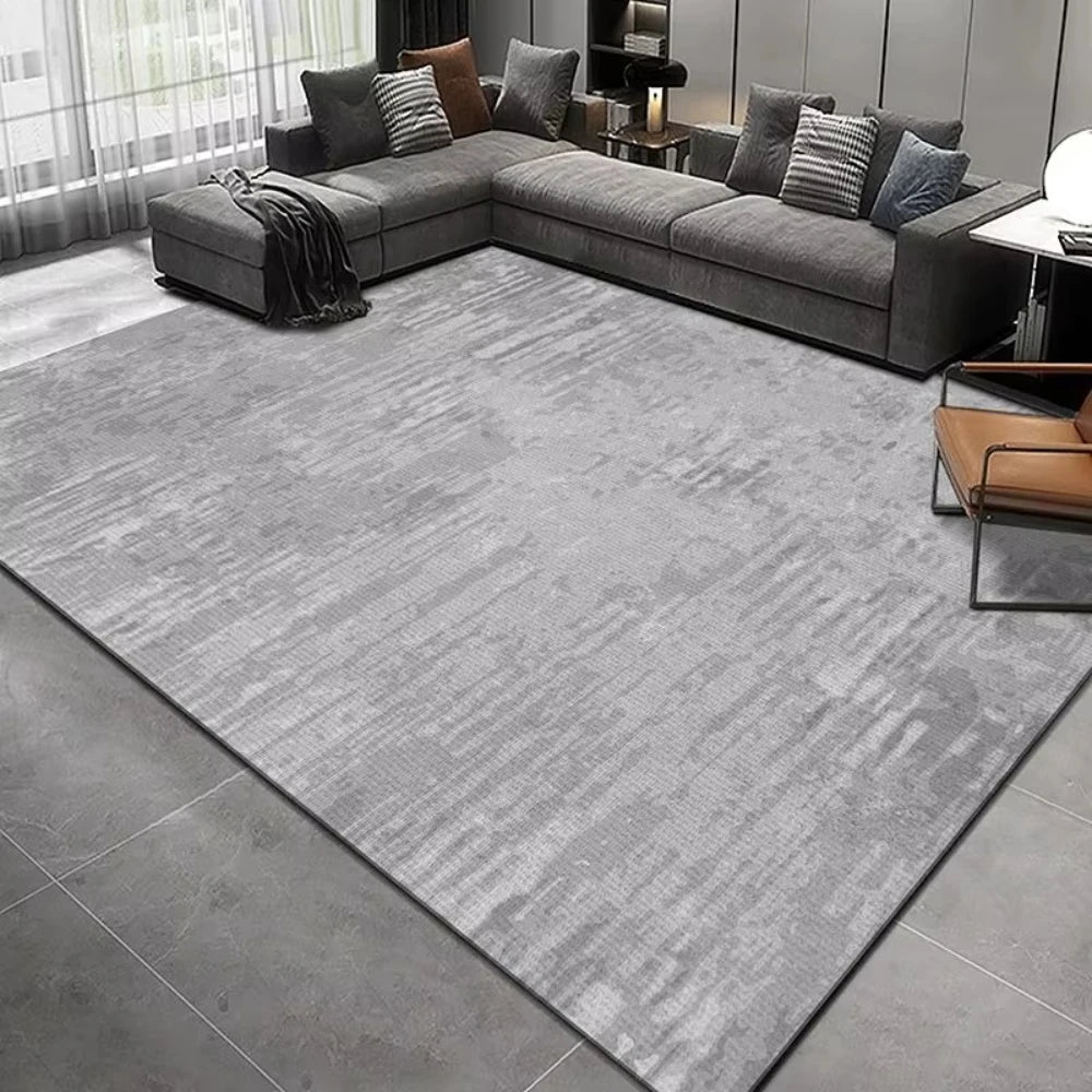 tapis salon moderne gris noir vert motif abstrait décoration maison intérieur appartement doux polyester
