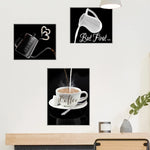 affiches murales autocollantes moderne illustration but first coffee tasse cuillère cœur minimaliste