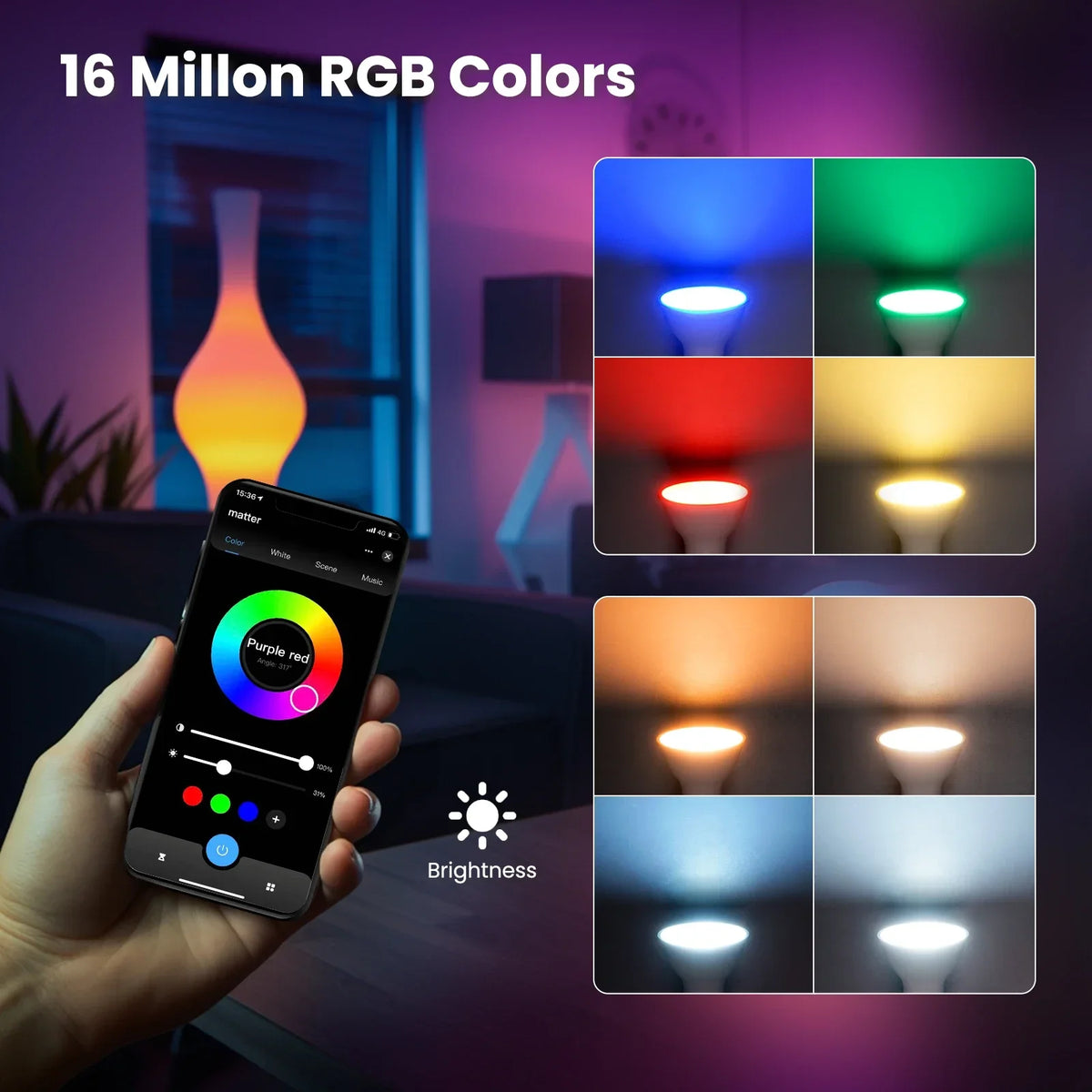 ampoule led intelligente blanc moderne technologique wifi 16 millions couleurs intensité variable alexa google
