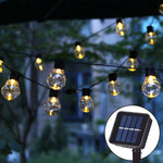 guirlande lumineuse solaire moderne 10m 38 ampoules blanc noir boules sphériques translucentes festive extérieure