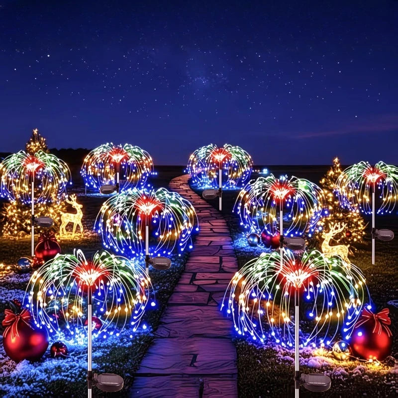 lumières solaires feu d'artifice multicolores moderne extérieures ip65 led fixations piquets jardin terrasse