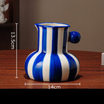 Vases modernes céramique rayures colorées bleu blanc vert rouge jaune