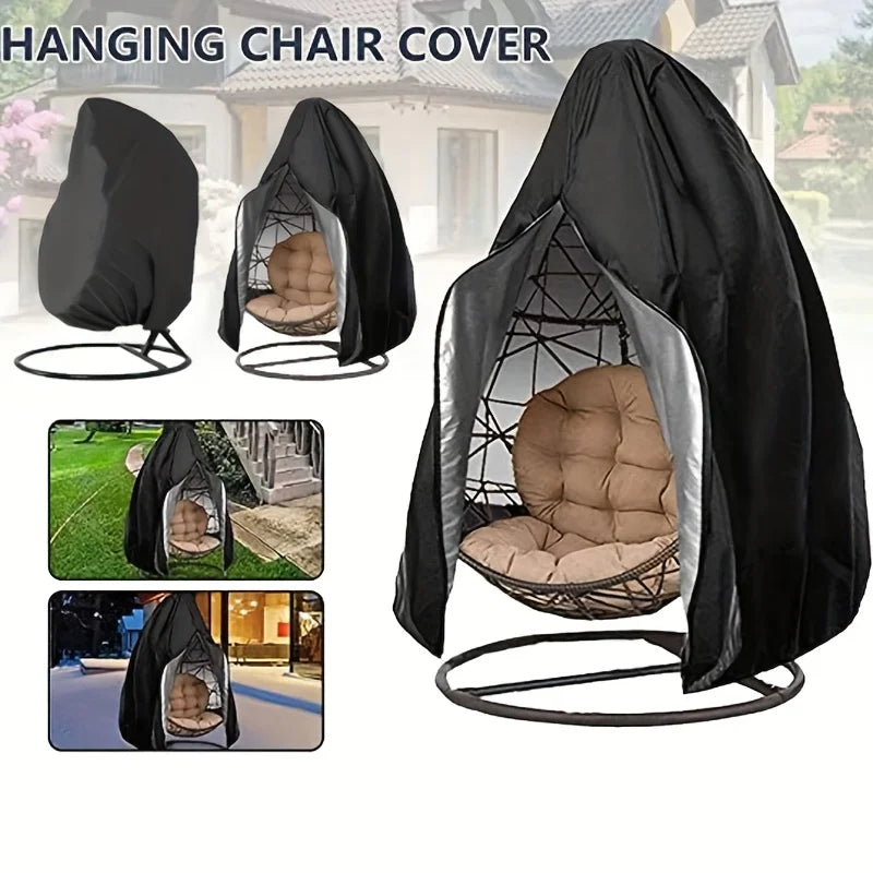 housse protection fauteuil suspendu tissu oxford noir intérieur argenté drawstring moderne extérieur