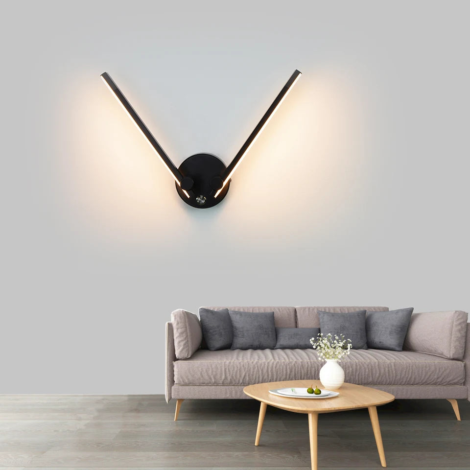 applique murale moderne minimaliste noir blanc lisse mat fixée mur vis interrupteurversible