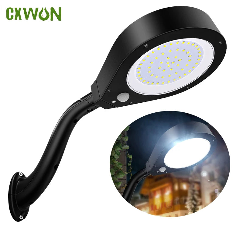 lampe solaire murale moderne noire ip65 800lm 61leds abs
