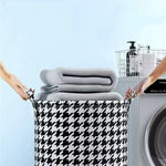 panier linge pliable houndstooth noir blanc moderne poignées polyvalent chambre salon salle bain polyester