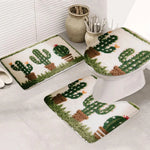 tapis toilette beige vert rose fleurs cactus motifs géométriques moderne antidérapant absorbant