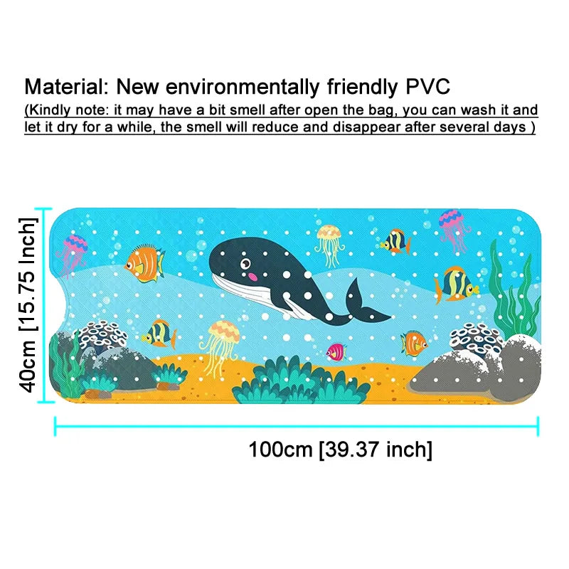 tapis bain anti dérapant thème marin poissons coraux dimensions 100cm 40cm moderne enfantin