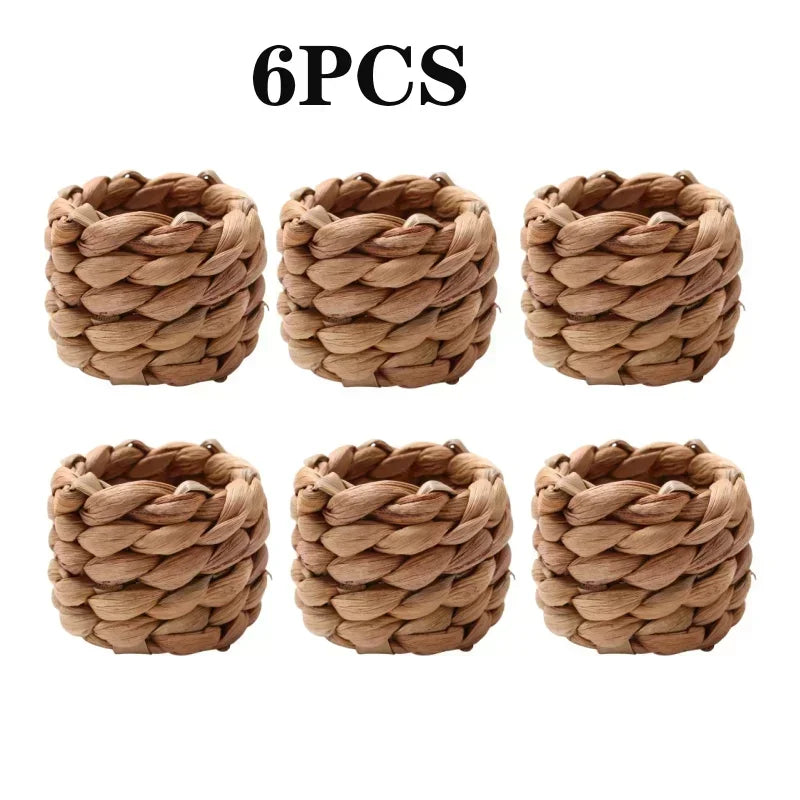 anneaux serviettes tressés naturel moderne rustique adhésif serviettes assiettes couverts plats vase fleurs placemats