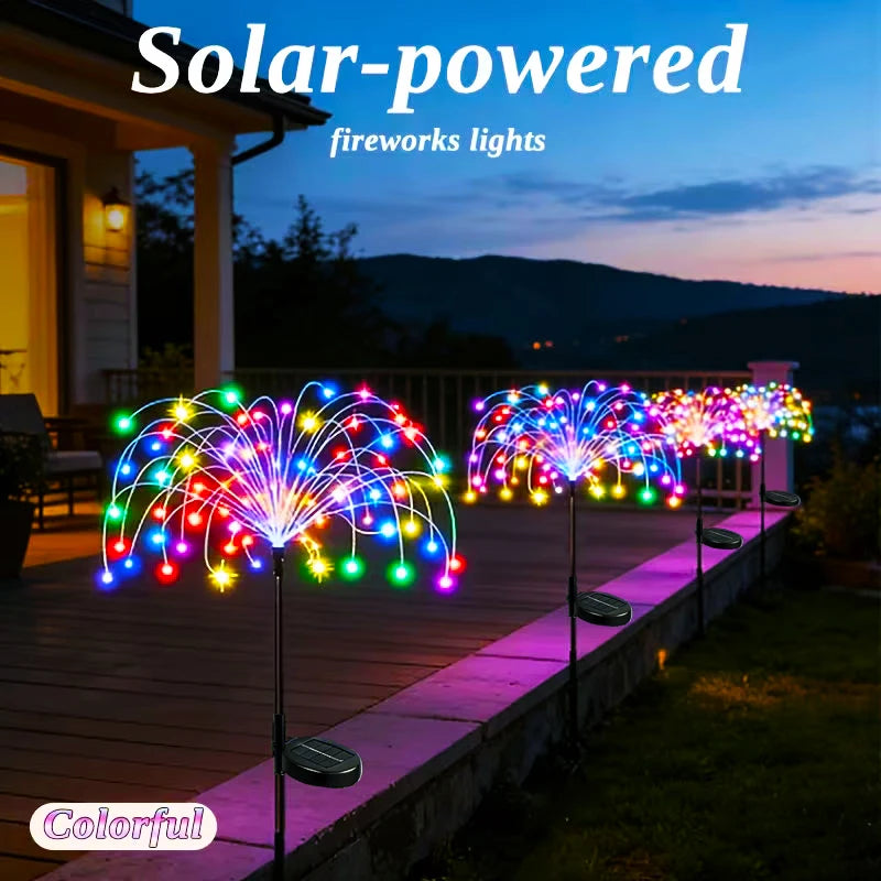 lumières solaires multicolores feu d'artifice extérieures ip44 modernes autonomes patio jardin