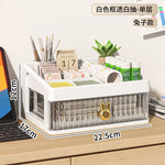 boîte rangement tiroirs transparentes poignées coeurs blanc rose beige
