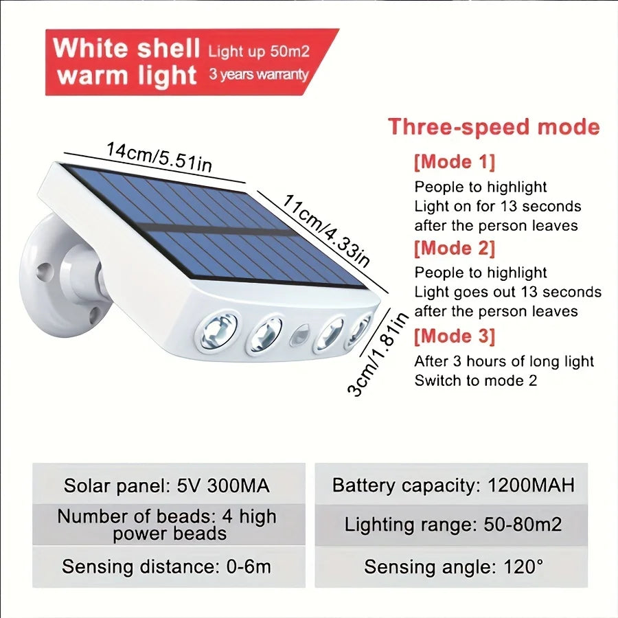 lampe solaire moderne blanc panneau solaire led détecteur mouvement ip45 étanche abș