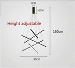 suspension lumineuse moderne noir barres lumineuses scandinave 100w 130w 2000lm led aluminium
