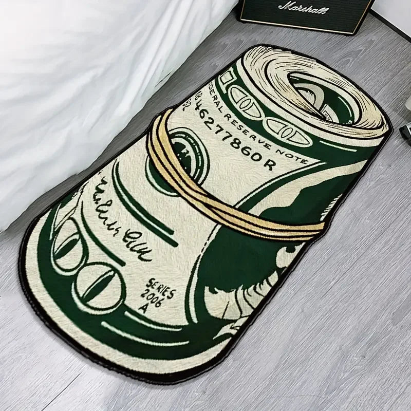 tapis vert beige blanc billets banque moderne antidérapant polyester intérieur chambre bain cuisine