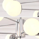 Suspension lumineuse moderne boules sphériques translucides structure chromée salon chambre coucher