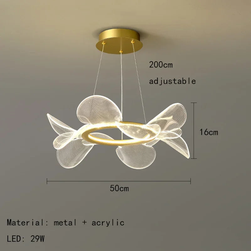 suspension lumineuse moderne acrylique blanc doré fine maille salon chambrehôtel