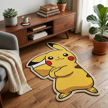 tapis pikachu jaune dessin animé cartoon opacité diamètre 50cm 80cm 100cm 120cm 150cm chambre