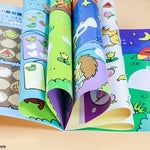 livre activités enfants stickers autocollants illustrations animaux fruits multicolore opacité dessin animé